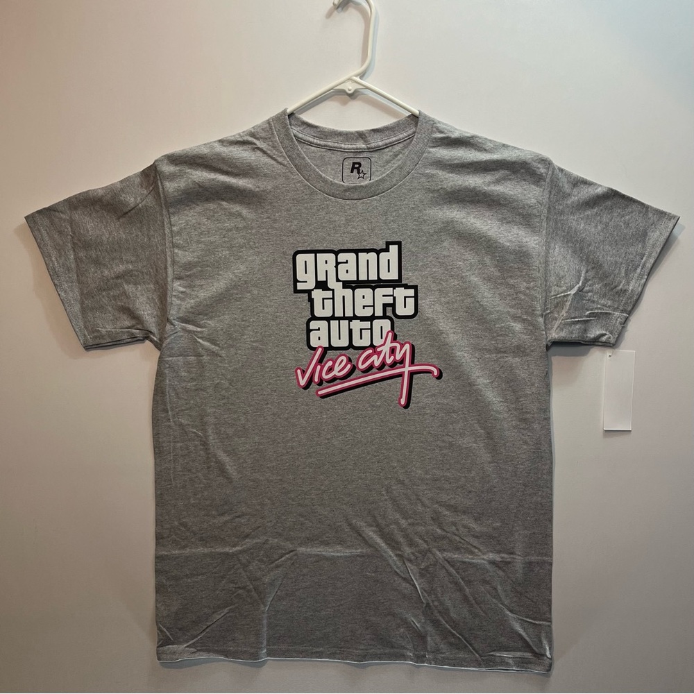GTA Vice City Logo Tee, Gray T-Shirt (Brand New With Tags) Classic Rockstar Game